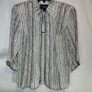 Alex Evenings 2-piece Jacket Tank Shell Glitter Stripe Shirt Set Size XL Party